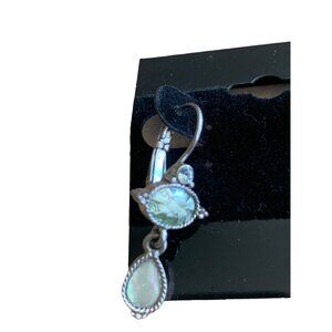 🍒 2/$20 Dangling Multidirectional Oval Earrings with Opalescent and Rhinestones